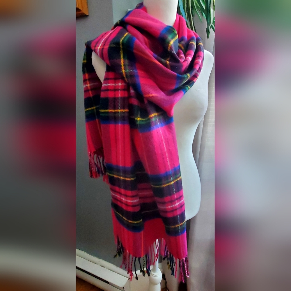 Abercrombie Plaid Pink and Blue Women's Scarf